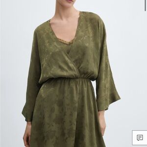 Mango Olive Green Mini Dress
